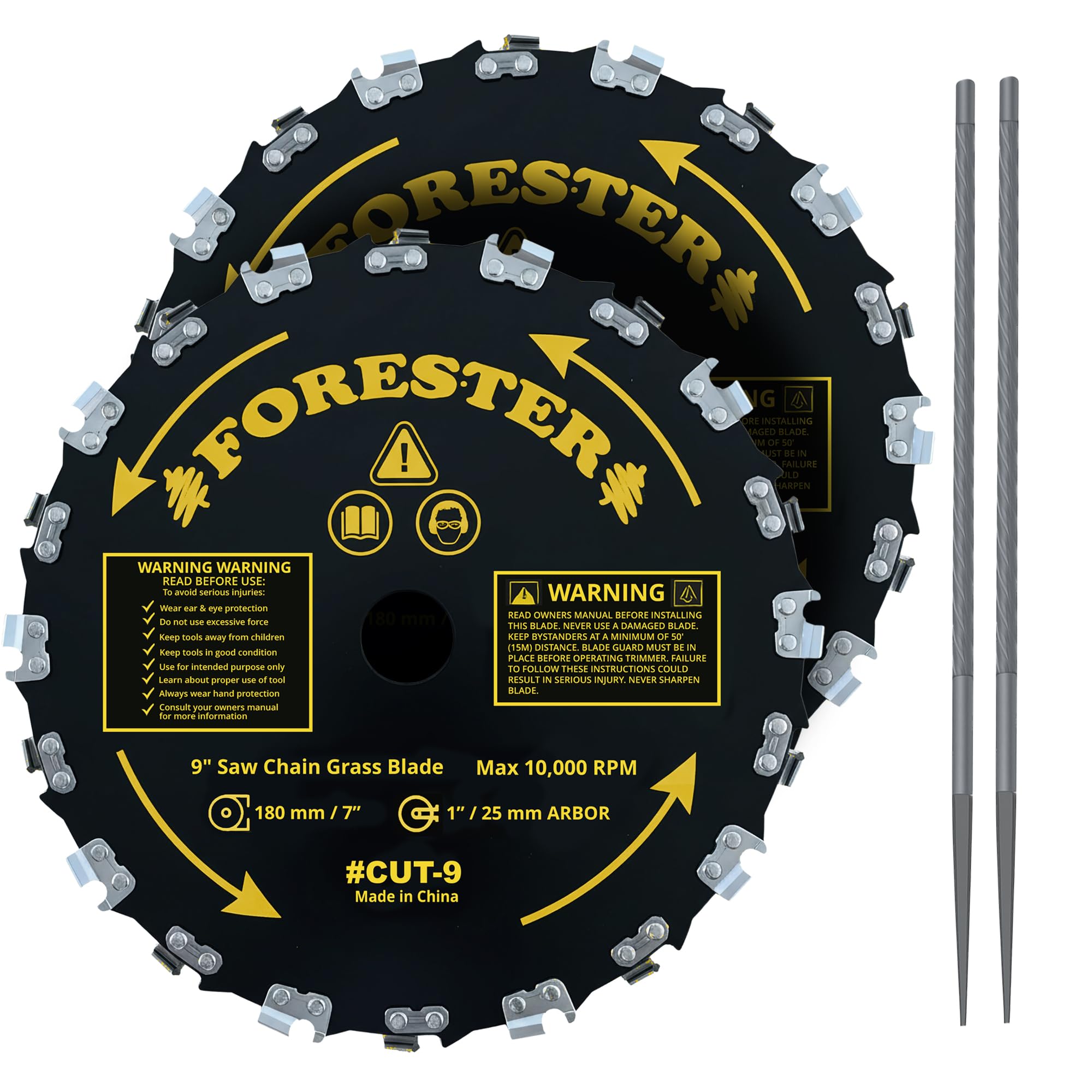FORESTER 9in blade with 20 teeth for heavy brush cutting.