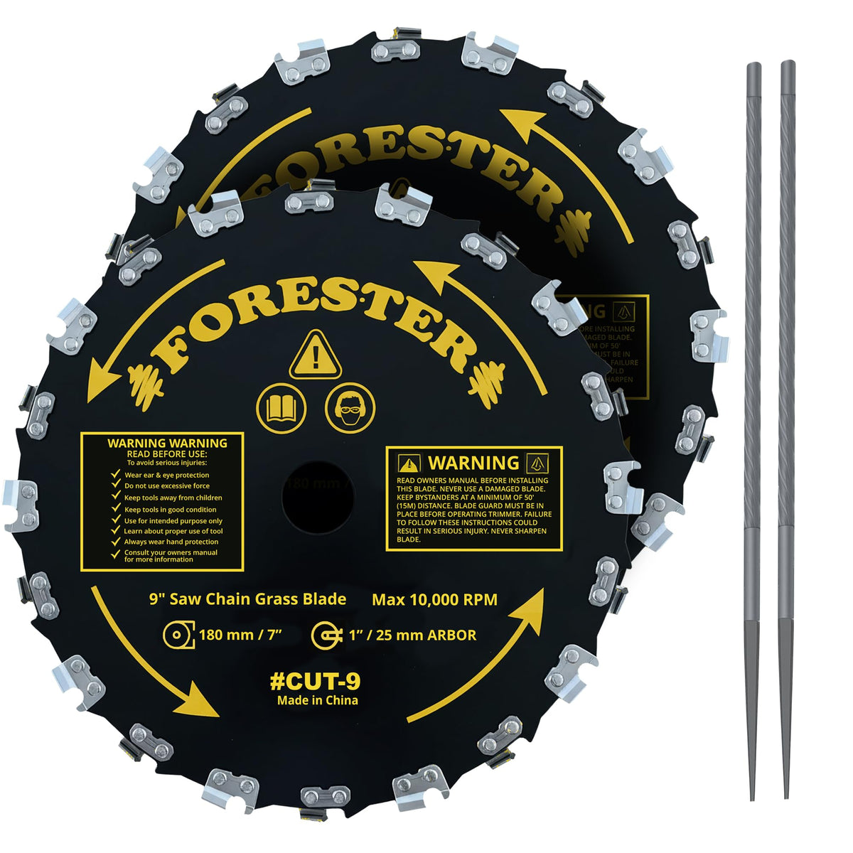 FORESTER 9in blade with 20 teeth for heavy brush cutting.