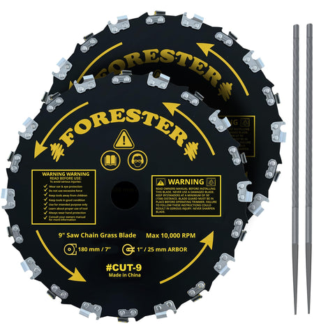 FORESTER 9in blade with 20 teeth for heavy brush cutting.