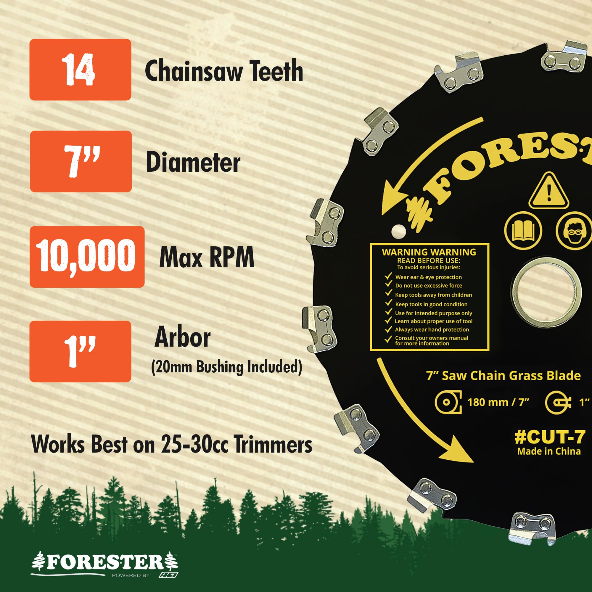 FORESTER blade with 1-inch arbor for versatile fit