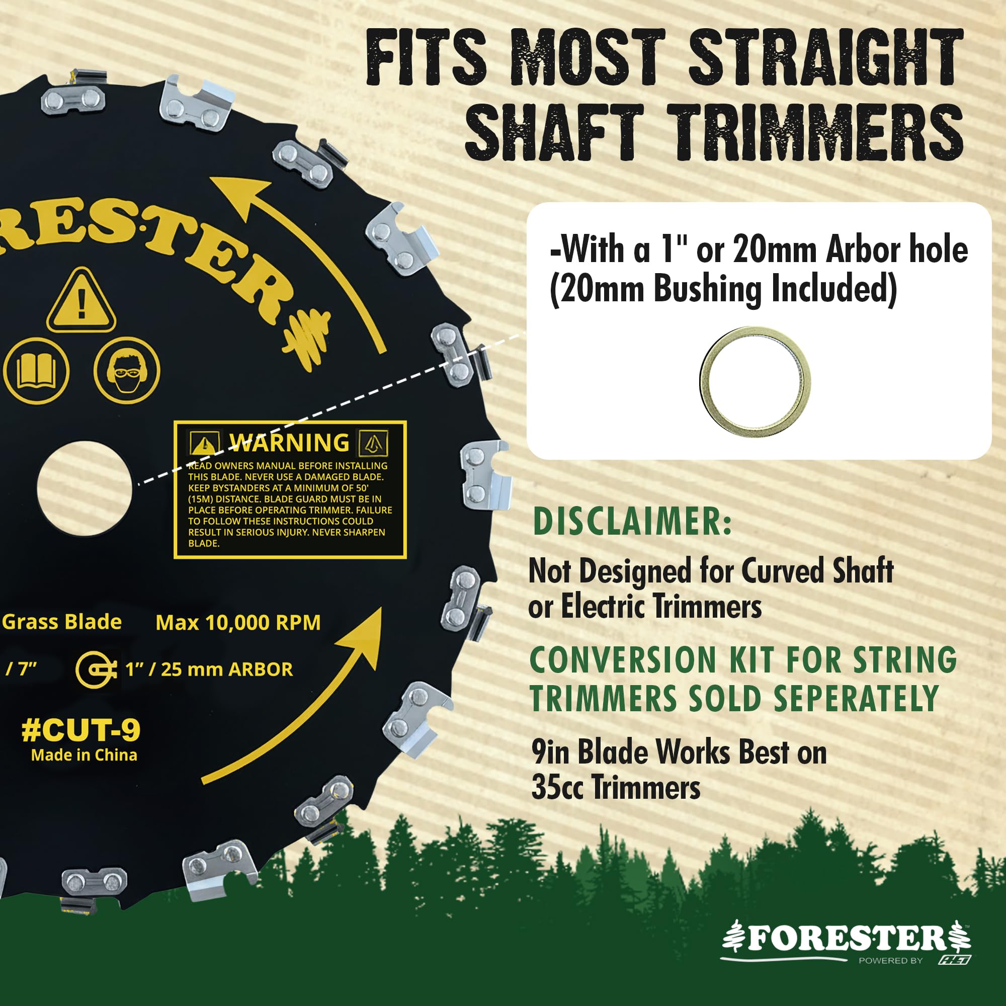 FORESTER brush cutter blade in action cutting saplings.
