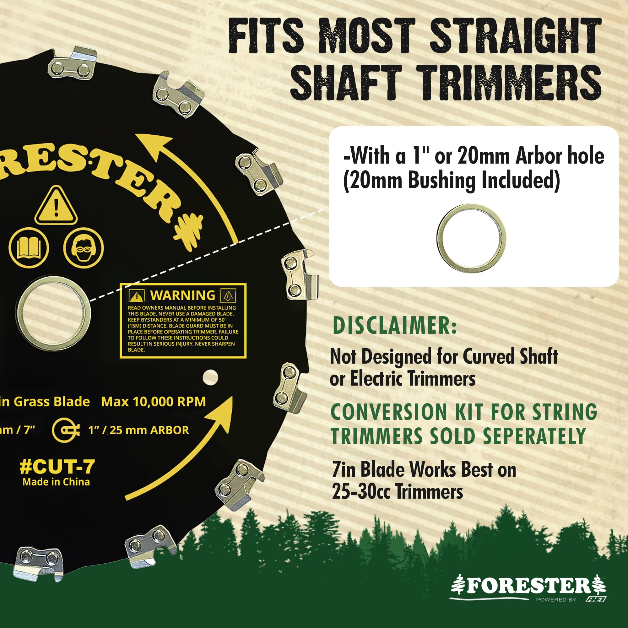 FORESTER blade assembly for straight shaft trimmers