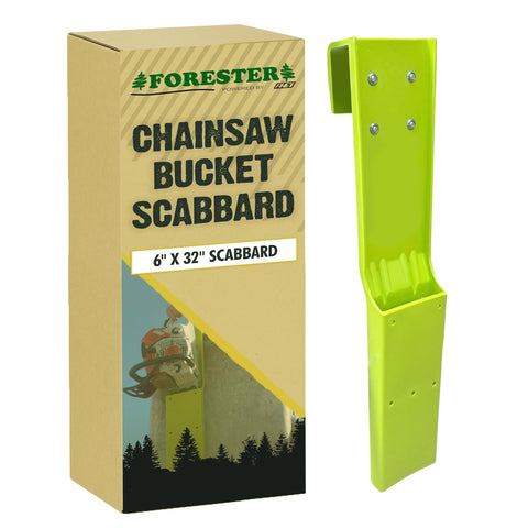 Forester Bucket Scabbard 32in keeps the chainsaw secure and ready in the bucket edge