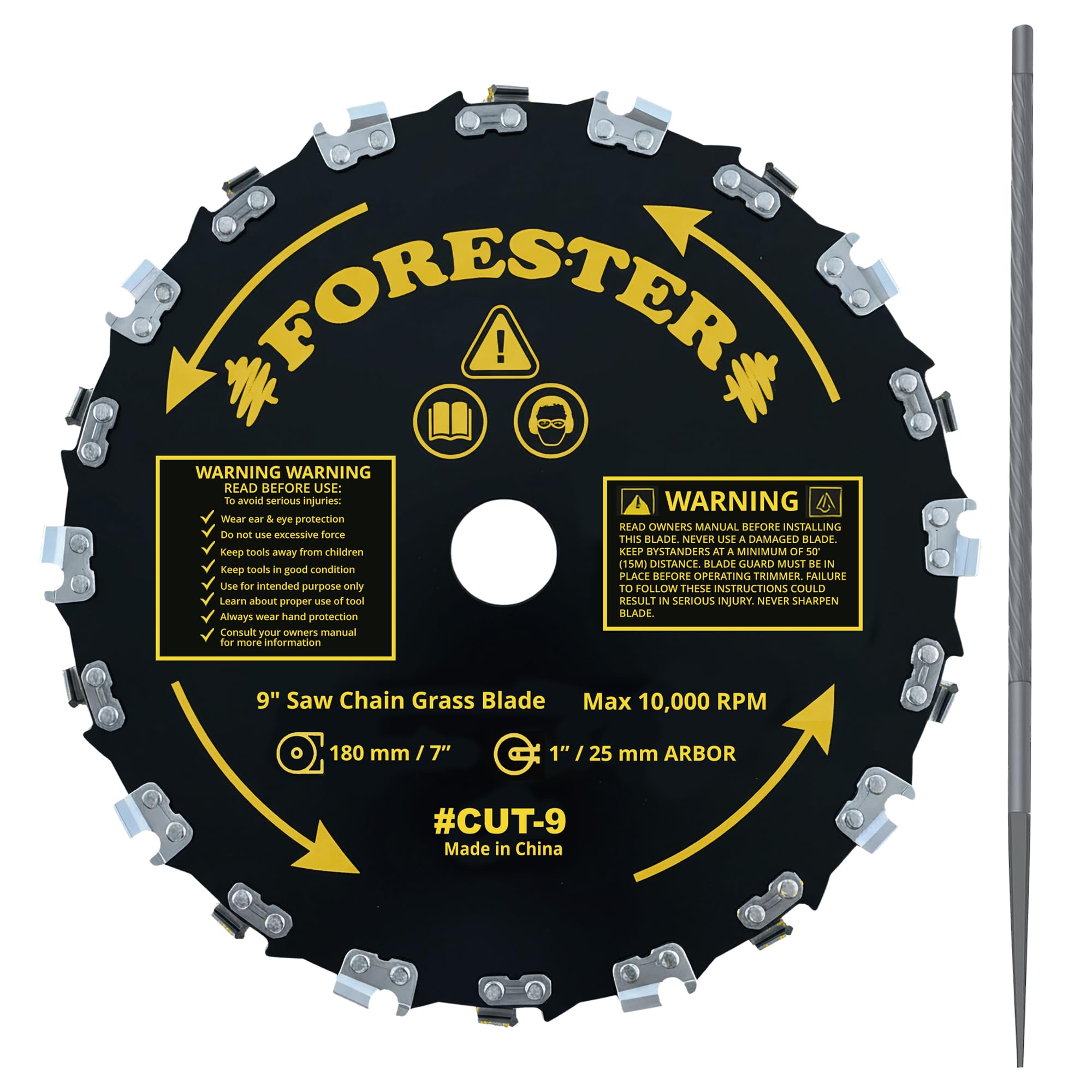FORESTER chainsaw blade 9in 20 teeth for fast, aggressive weed and brush cutting.