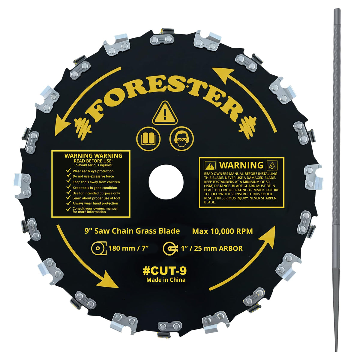 FORESTER chainsaw blade 9in 20 teeth for fast, aggressive weed and brush cutting.