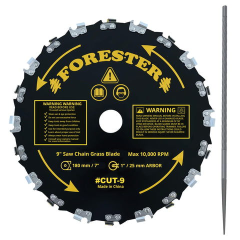 FORESTER chainsaw blade 9in 20 teeth for fast, aggressive weed and brush cutting.