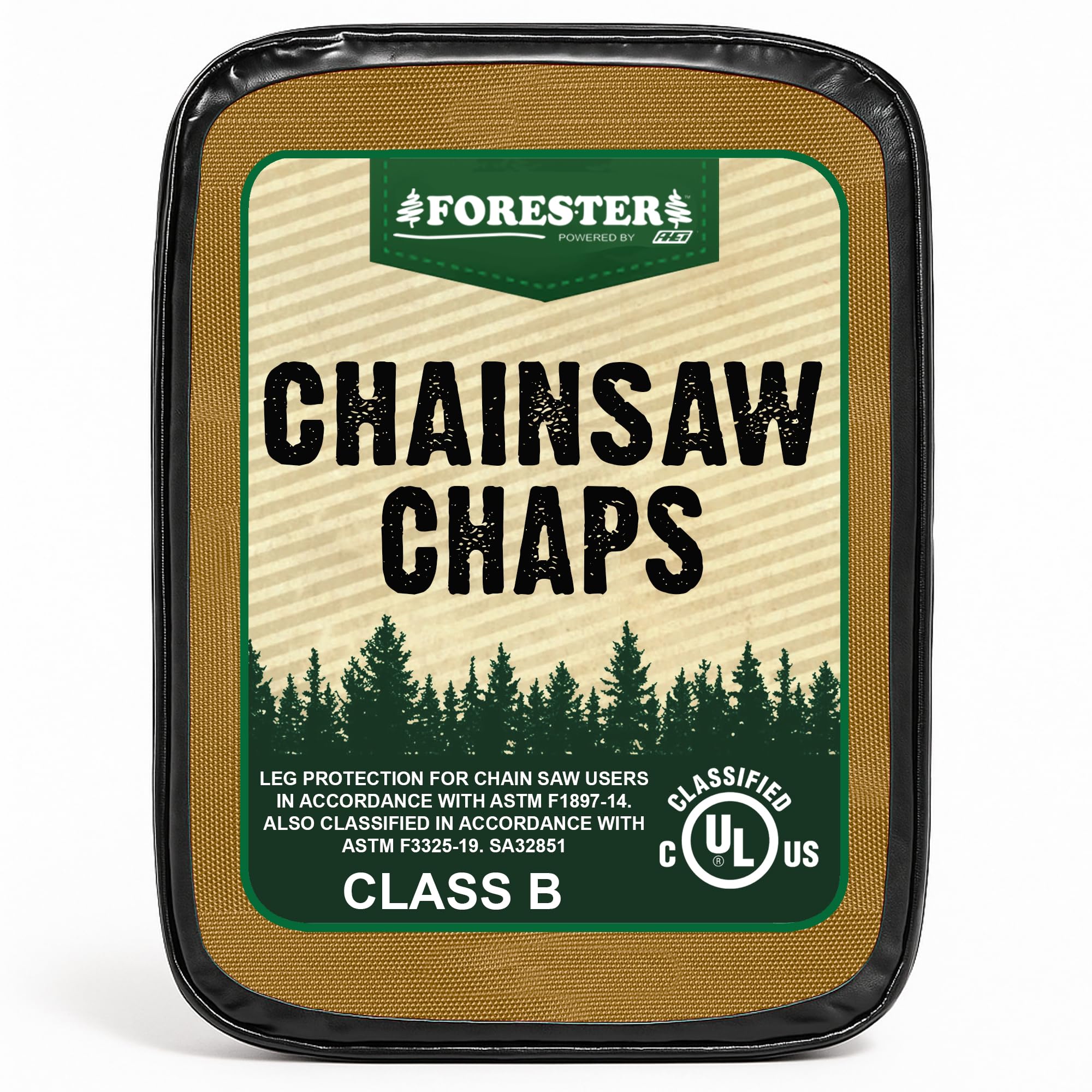 FORESTER chaps pocket detail, deep utility pocket for on-site tools.