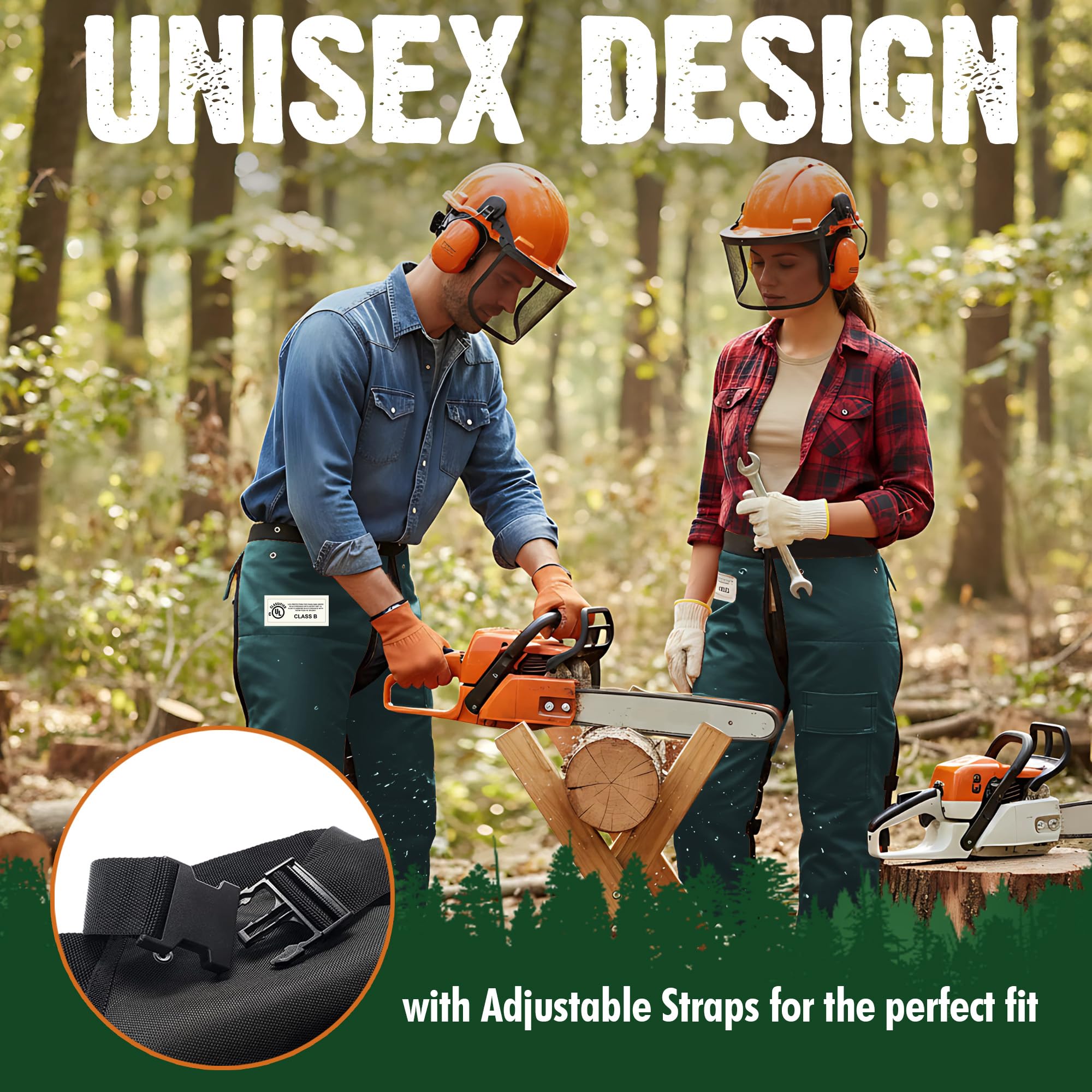 FORESTER Chainsaw Chaps utility pocket illustrates deep storage for field tools