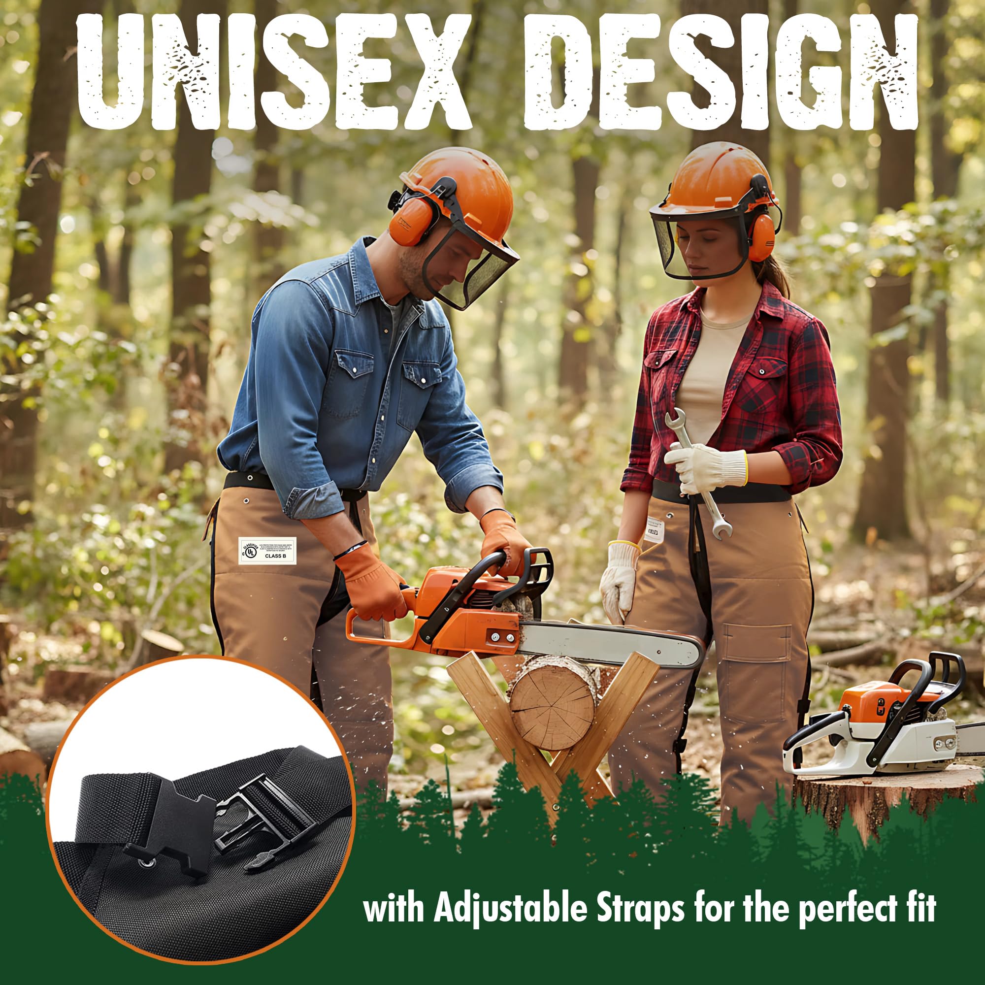 FORESTER chaps water and oil resistant shell, keeps gear cleaner.