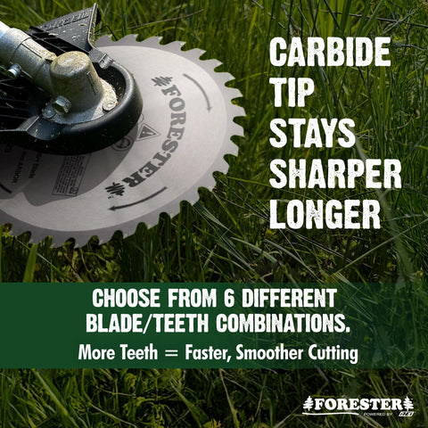 FORESTER conversion kit available separately for brush cutter head setups.