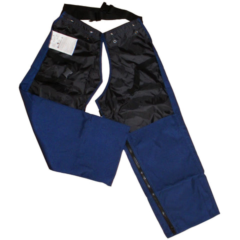 FORESTER Protective Trimmer Chaps navy large adjustable belt for a customized fit.