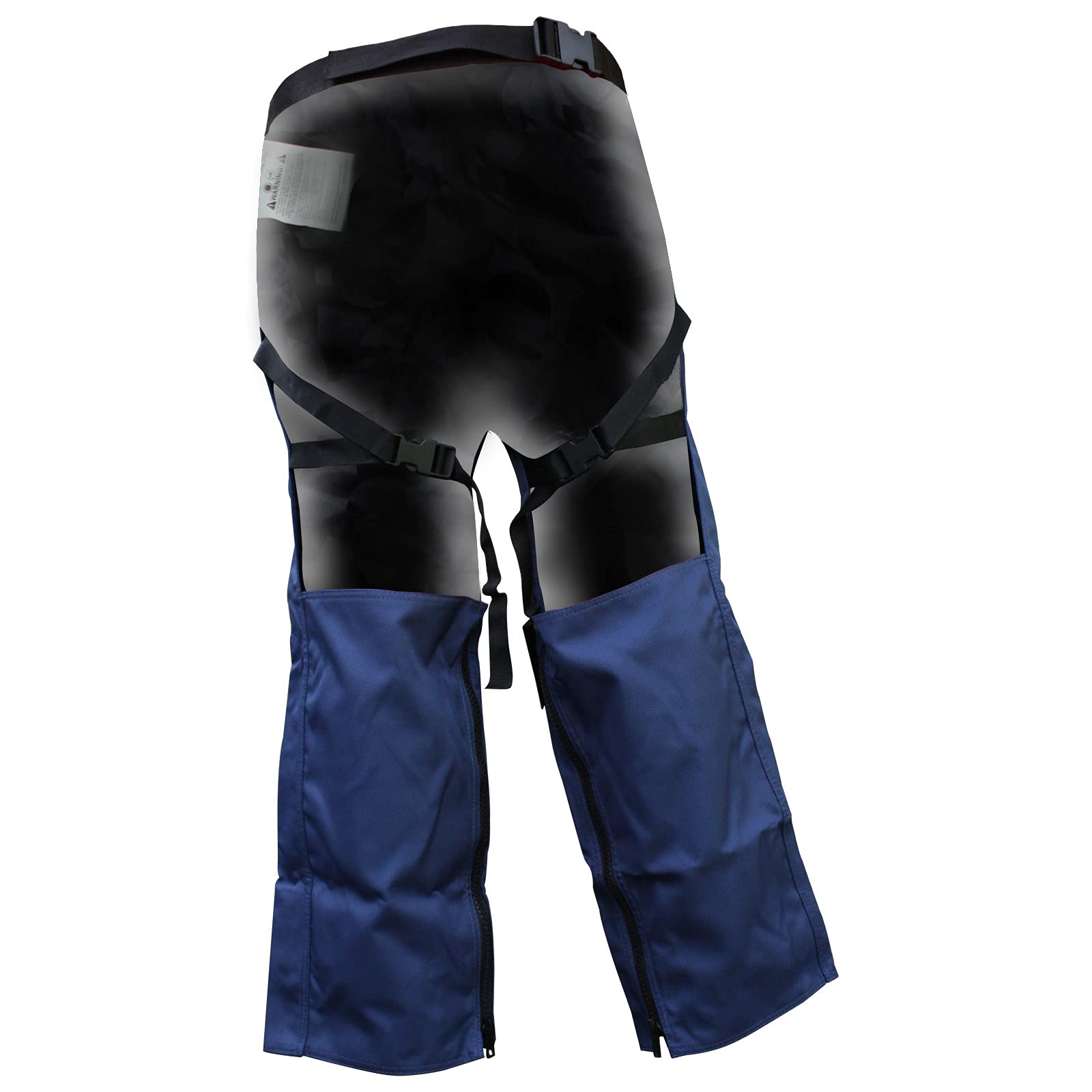 FORESTER Protective Trimmer Chaps navy large side view with zipper for quick on/off.