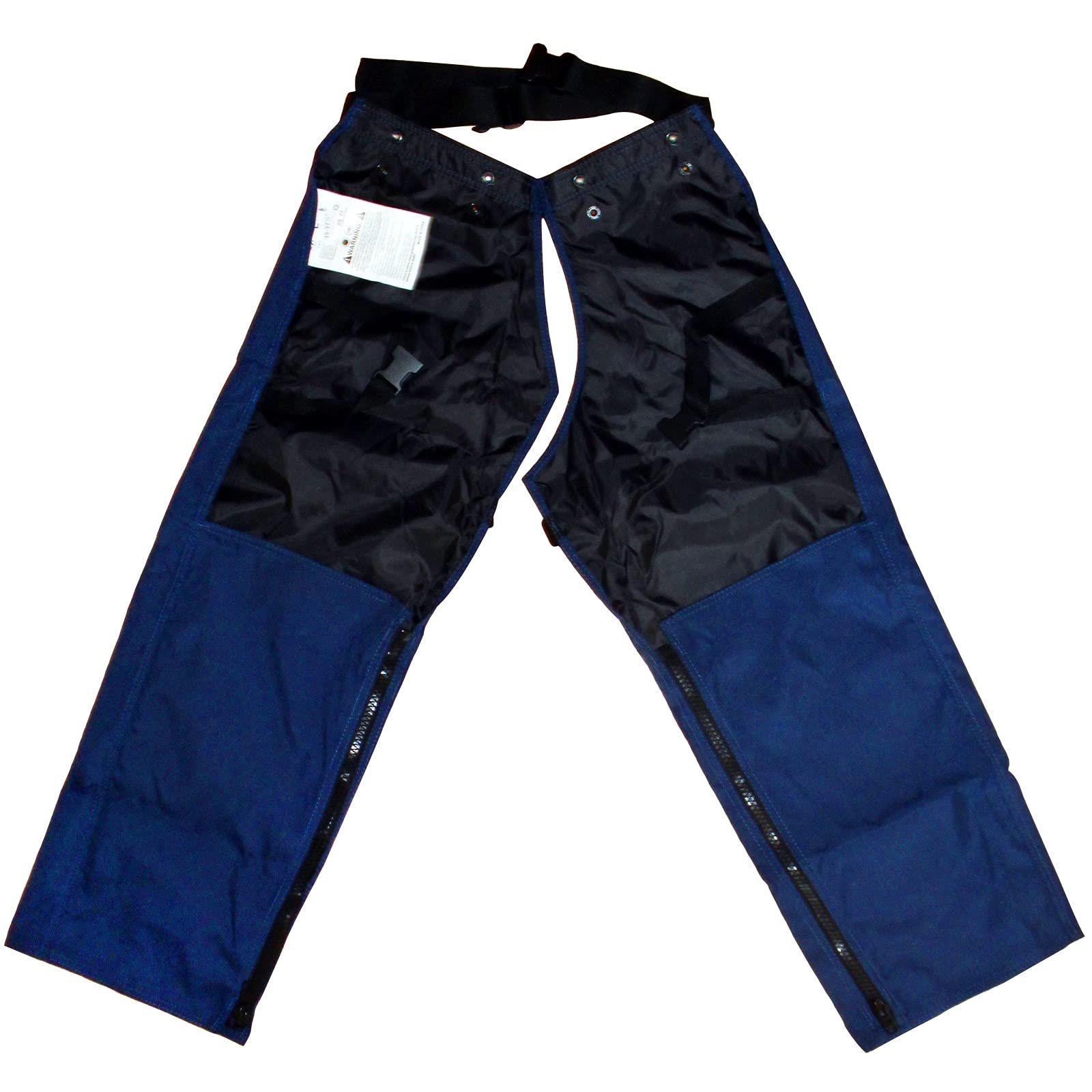 FORESTER Trimmer Chaps navy large easy on-off design in action.