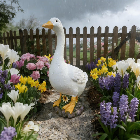 FOREVJHMM hand-painted goose detail as a central garden focal point