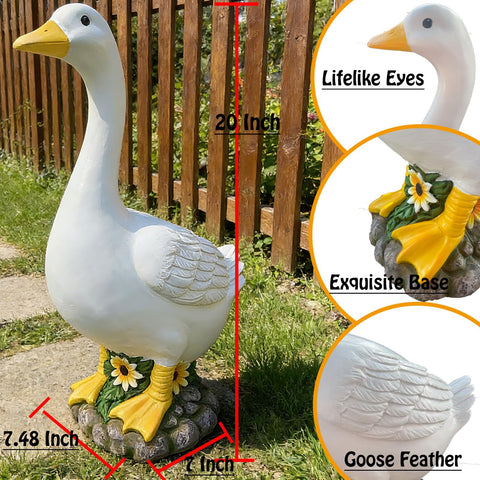 FOREVJHMM large white goose statue suitable for porch yard and entryways