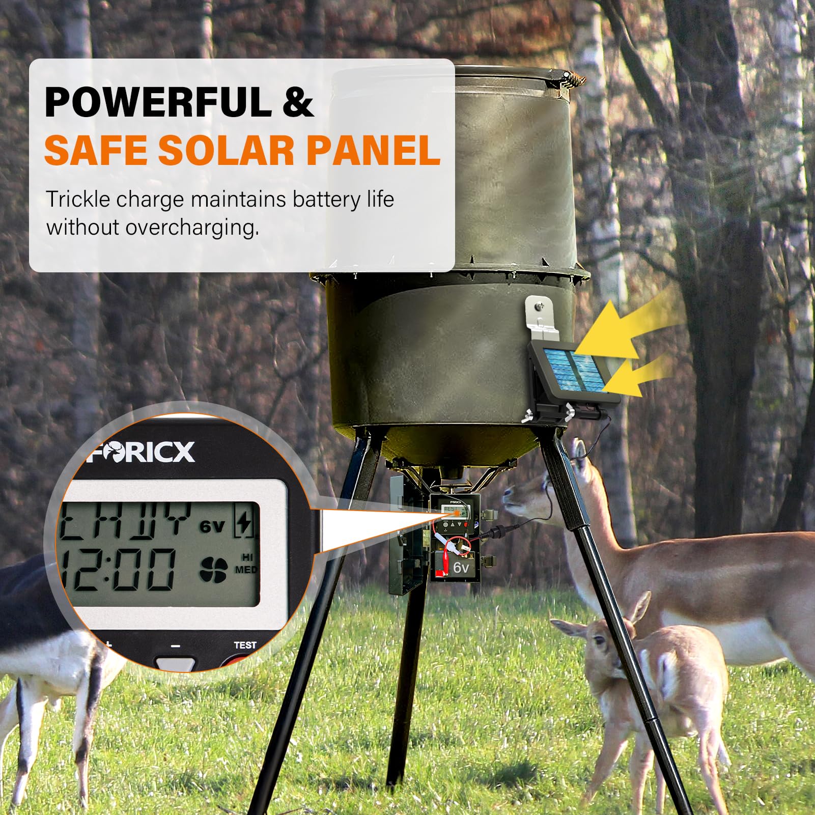 Foricx 6V battery trickle-charge maintains outdoor battery health