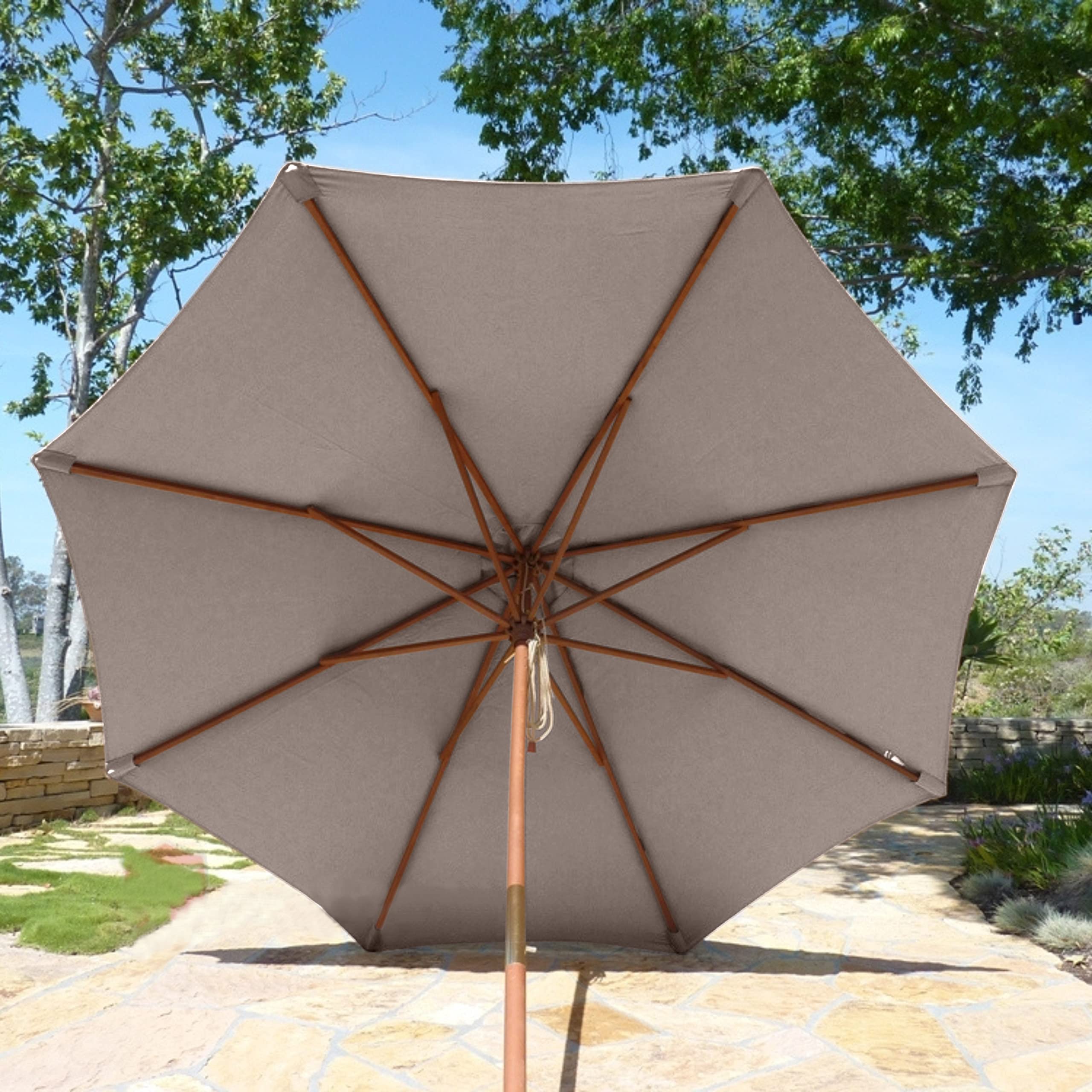 Formosa Covers vented top design reduces wind stress for calmer patio shade.
