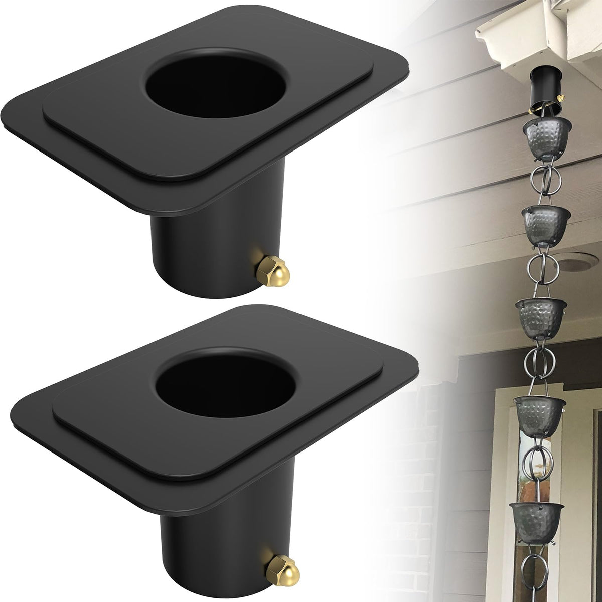 ForoGore rain chain gutter adapter top view, easy to install.