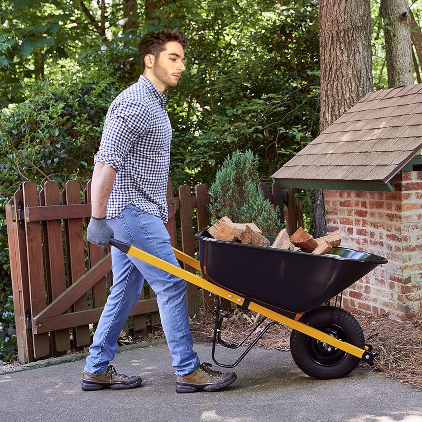 FOROIRON heavy duty wheelbarrow parts designed for outdoor use.