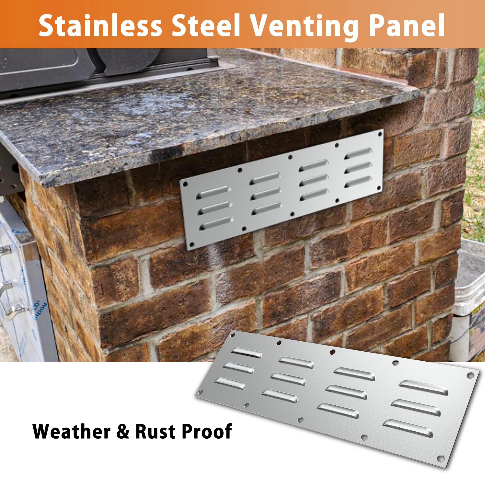 FOROIRON 15-inch vent panel mounted on a masonry fire pit demonstrates clean flame ventilation.
