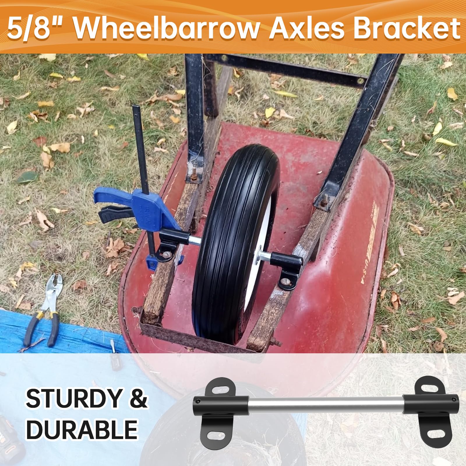 FOROIRON wheelbarrow bracket safety stopper keeps the axle in place for reliable operation.