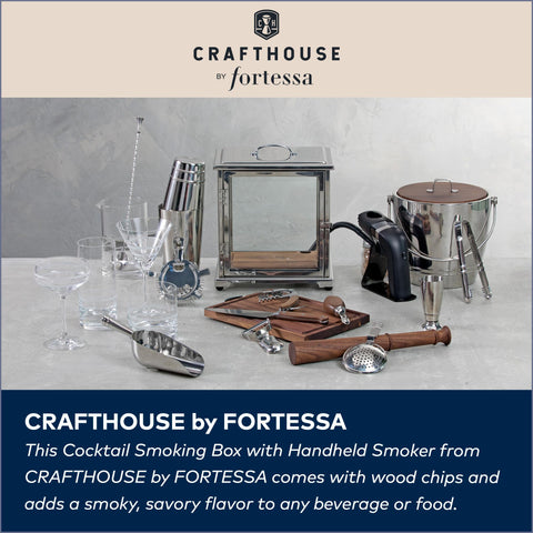 Fortessa Crafthouse smoker box wood chips container holds 4 oz for ready flavor