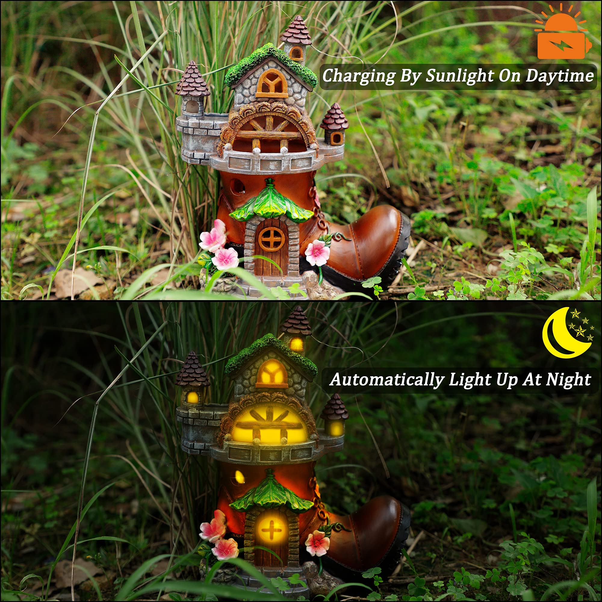 FORUP green moss roof fairy house adds natural charm to outdoor spaces.