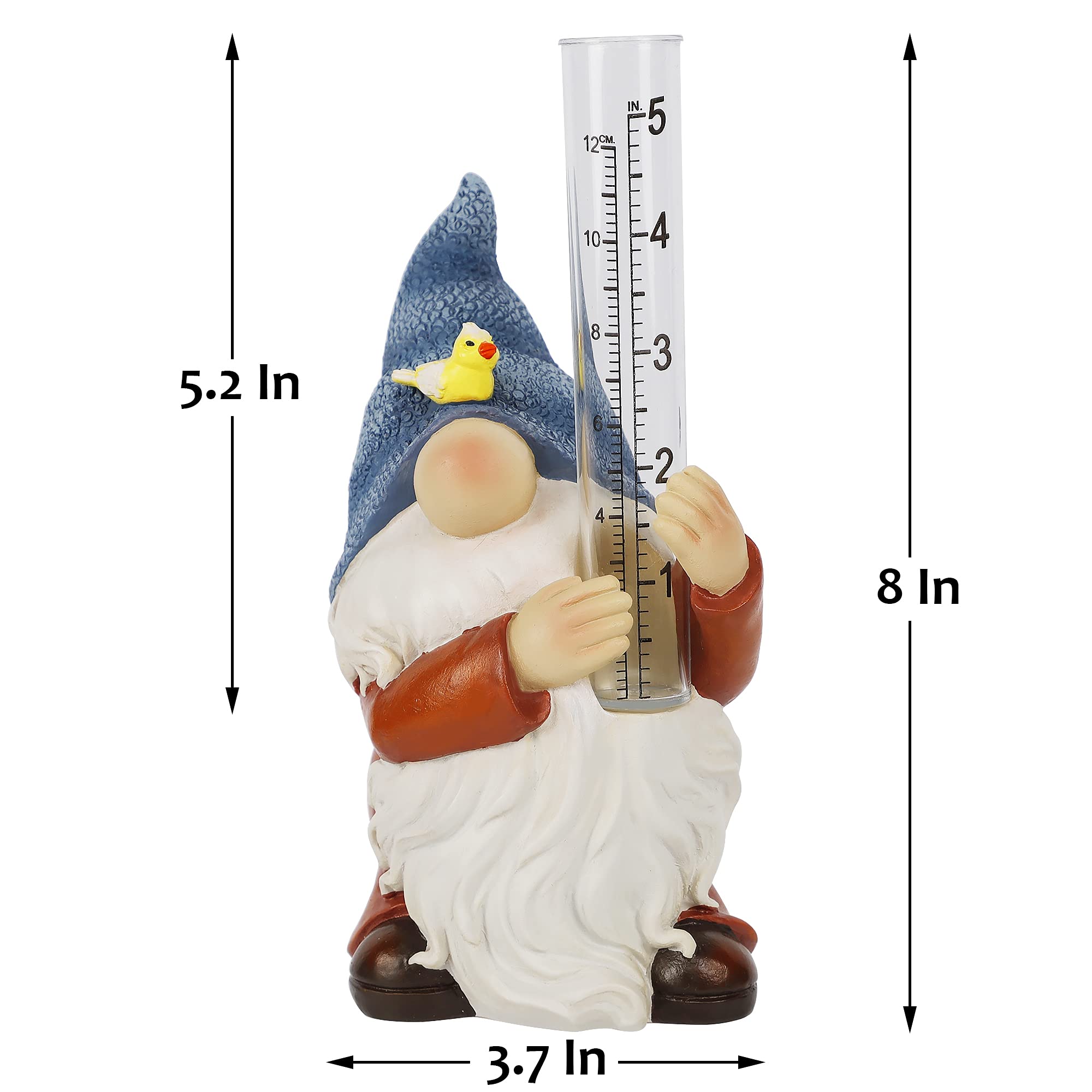 FORUP hand-painted gnome statue adding whimsy to outdoor spaces while tracking rain.