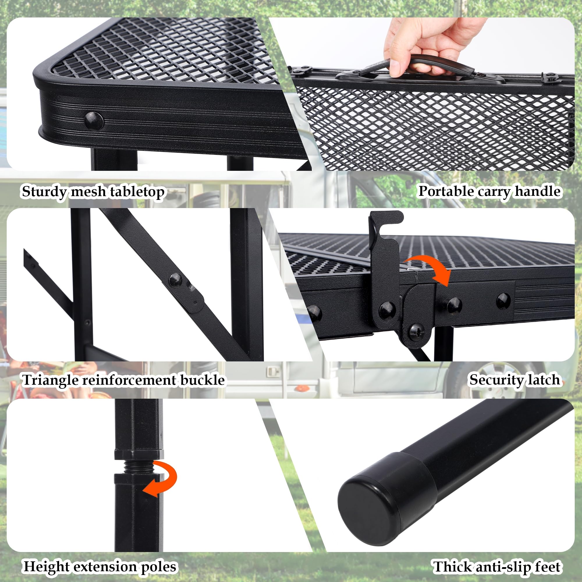 FORUP mesh-top surface resists spills and outdoor wear.