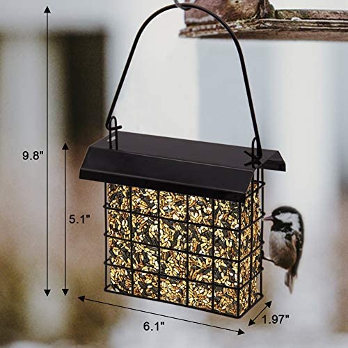 Forup suet feeder single suet cake capacity simplifies feeding.