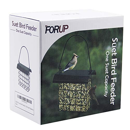 Forup suet feeder weather-resistant finish protects against elements.