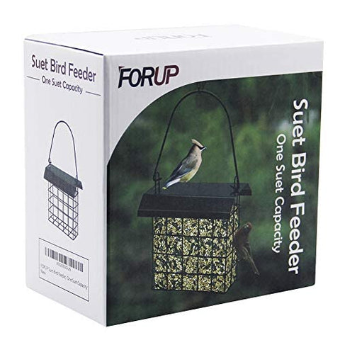Forup suet feeder weather-resistant finish protects against elements.