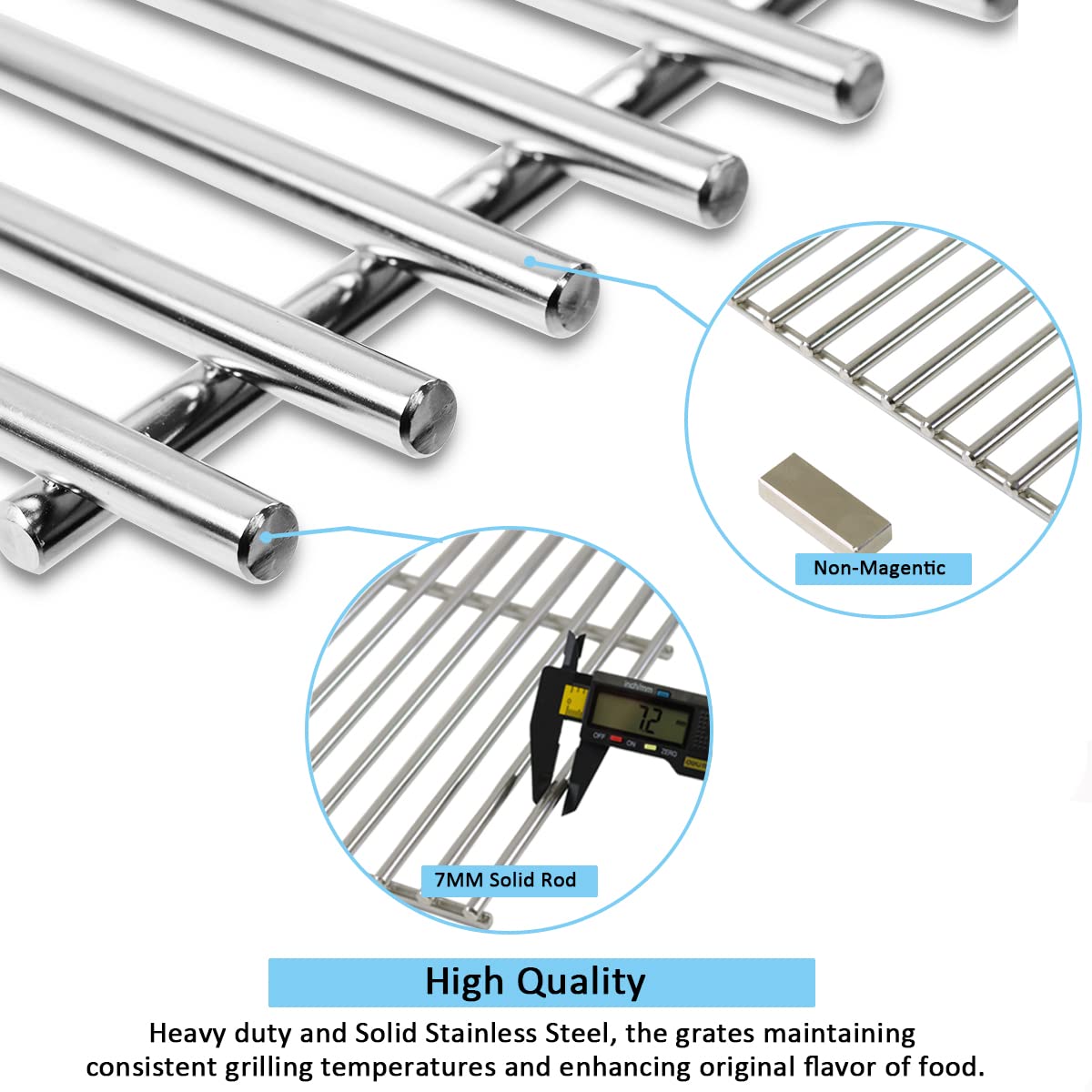 FORYEYC 17-inch Nexgrill grate with 720-0830D fit, durable stainless surface.