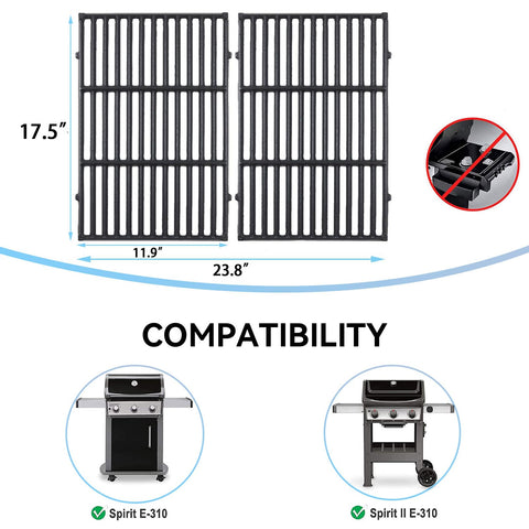 FORYEYC 17.5 inch grate on Weber Spirit E320 for reliable heat distribution