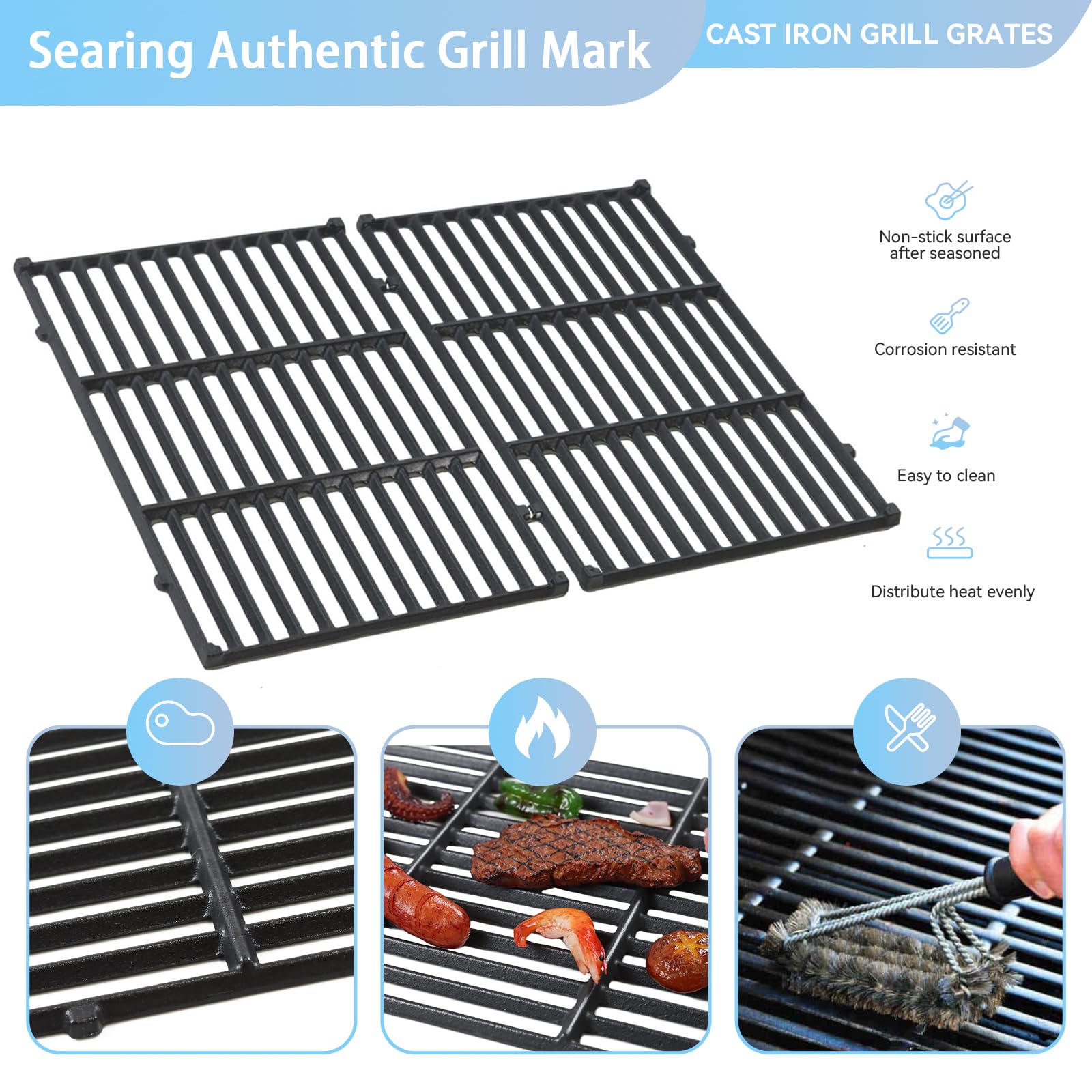 FORYEYC Cast-iron grates with matte coating for durable performance.