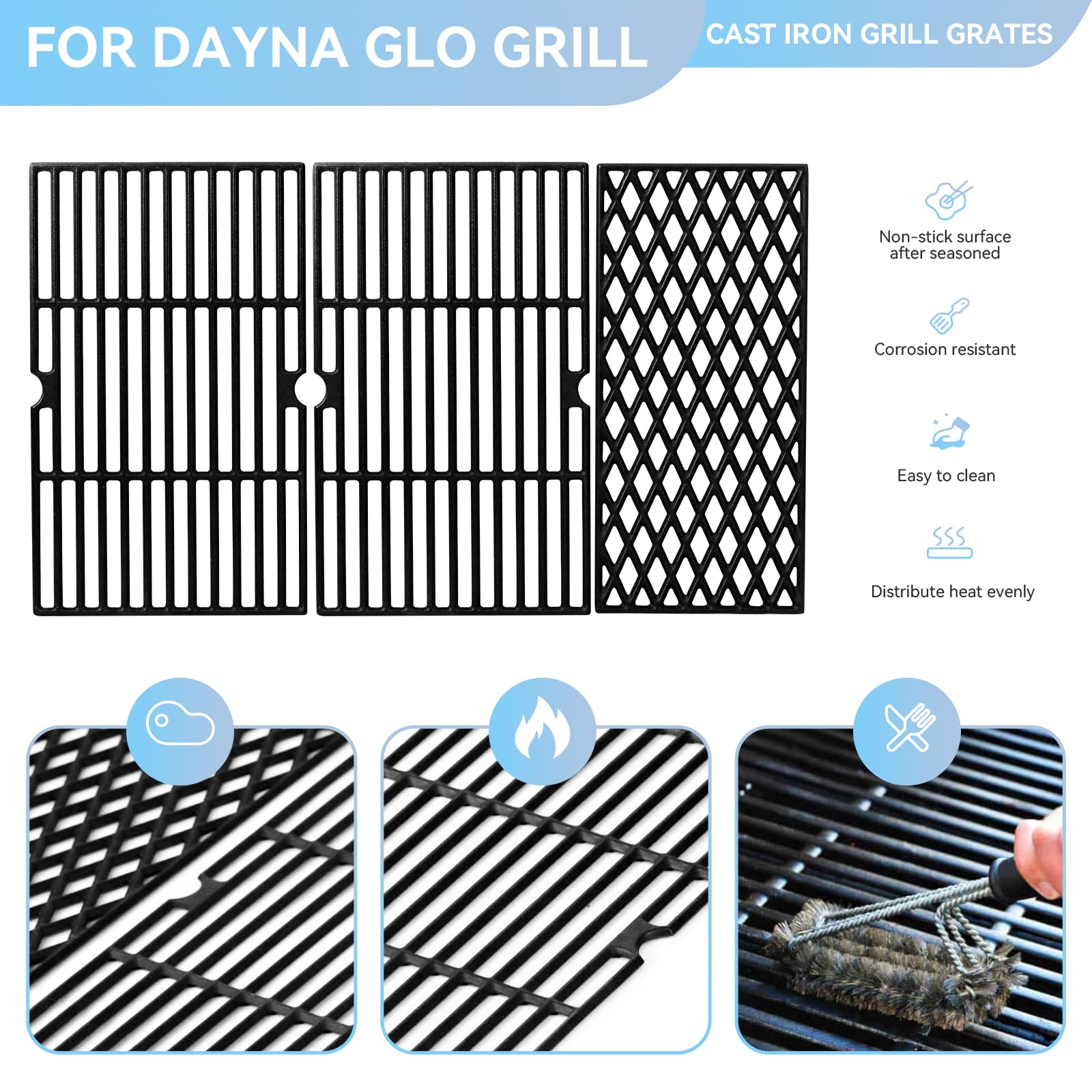 FORYEYC Dyna-Glo DGH485CRP-5-burner grate ensures even heat across large grills.