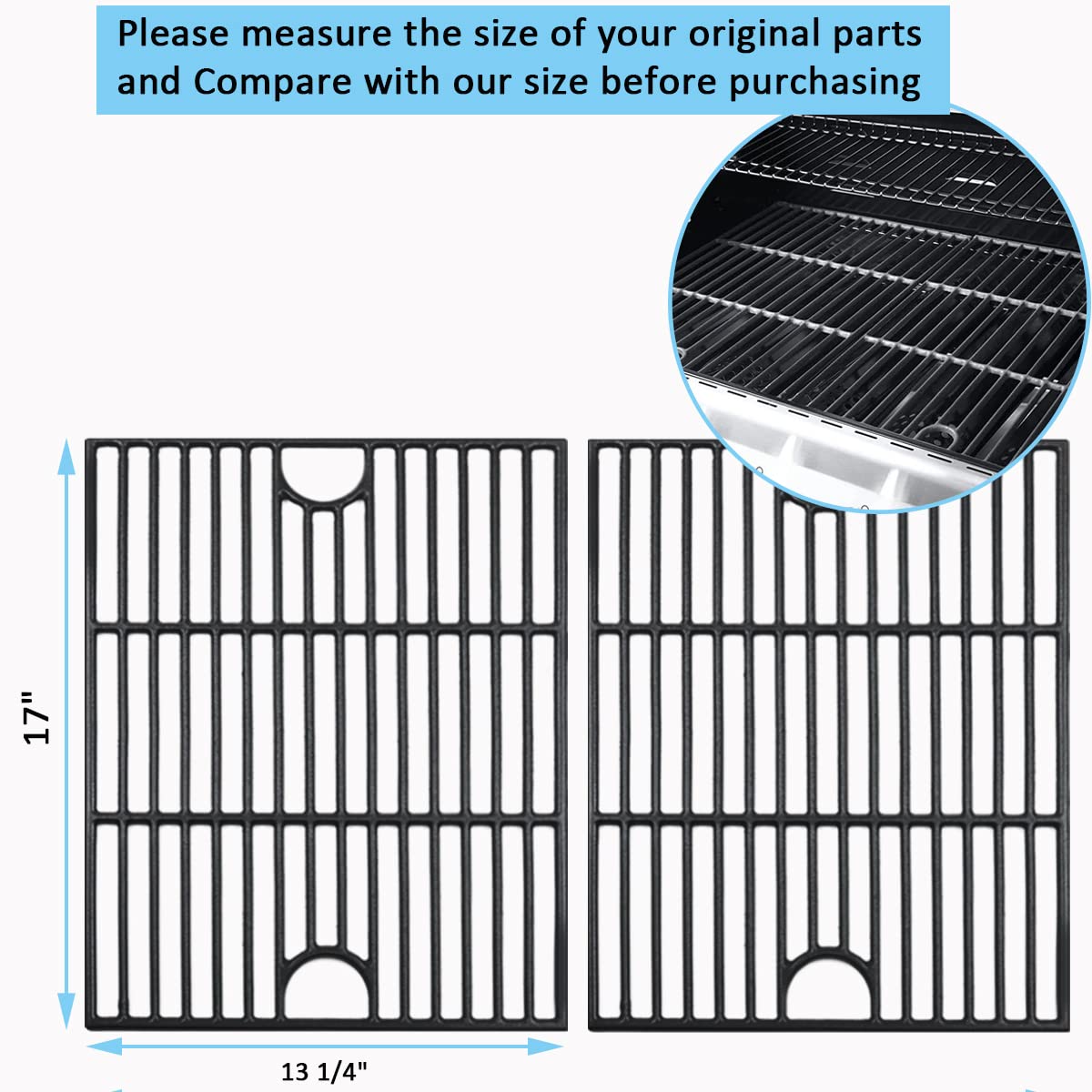 FORYEYC 17 inch grill grate top view for steady cooking