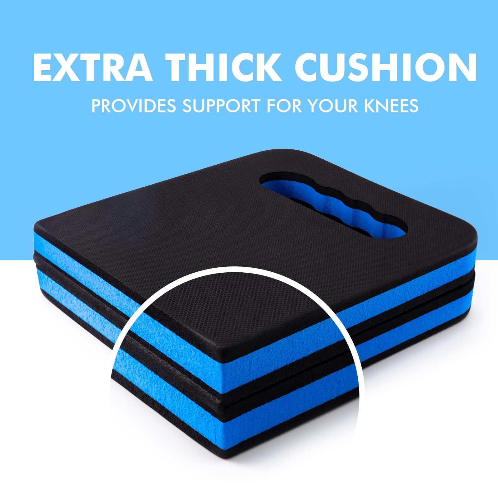 FOSHIO waterproof foam pad stays dry and clean through wet gardening tasks.