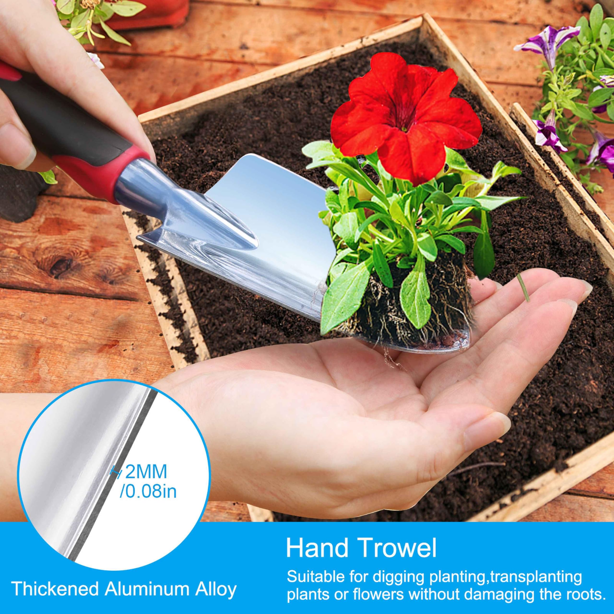 Fosiweelo hand rake loosens soil and weeds with ease.