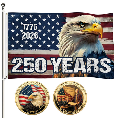 FOSUNKER 250th Anniversary flag 3x5ft fluttering for outdoor display, ideal curb appeal.