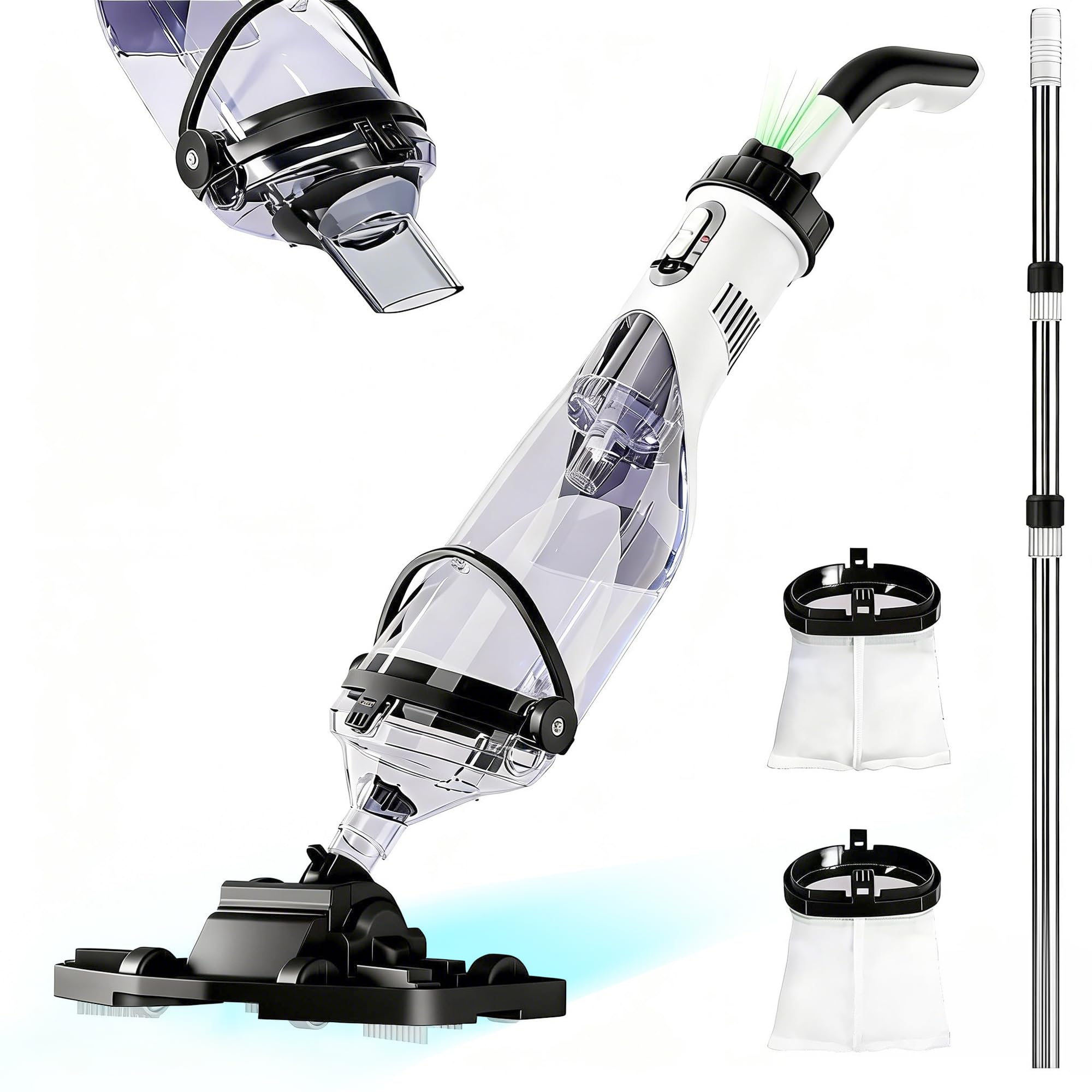 FOTING cordless pool vacuum with all-angle head for thorough corner cleaning