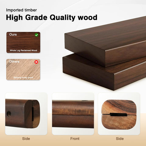 FOTITM walnut wood grain close-up, premium material and authentic look.