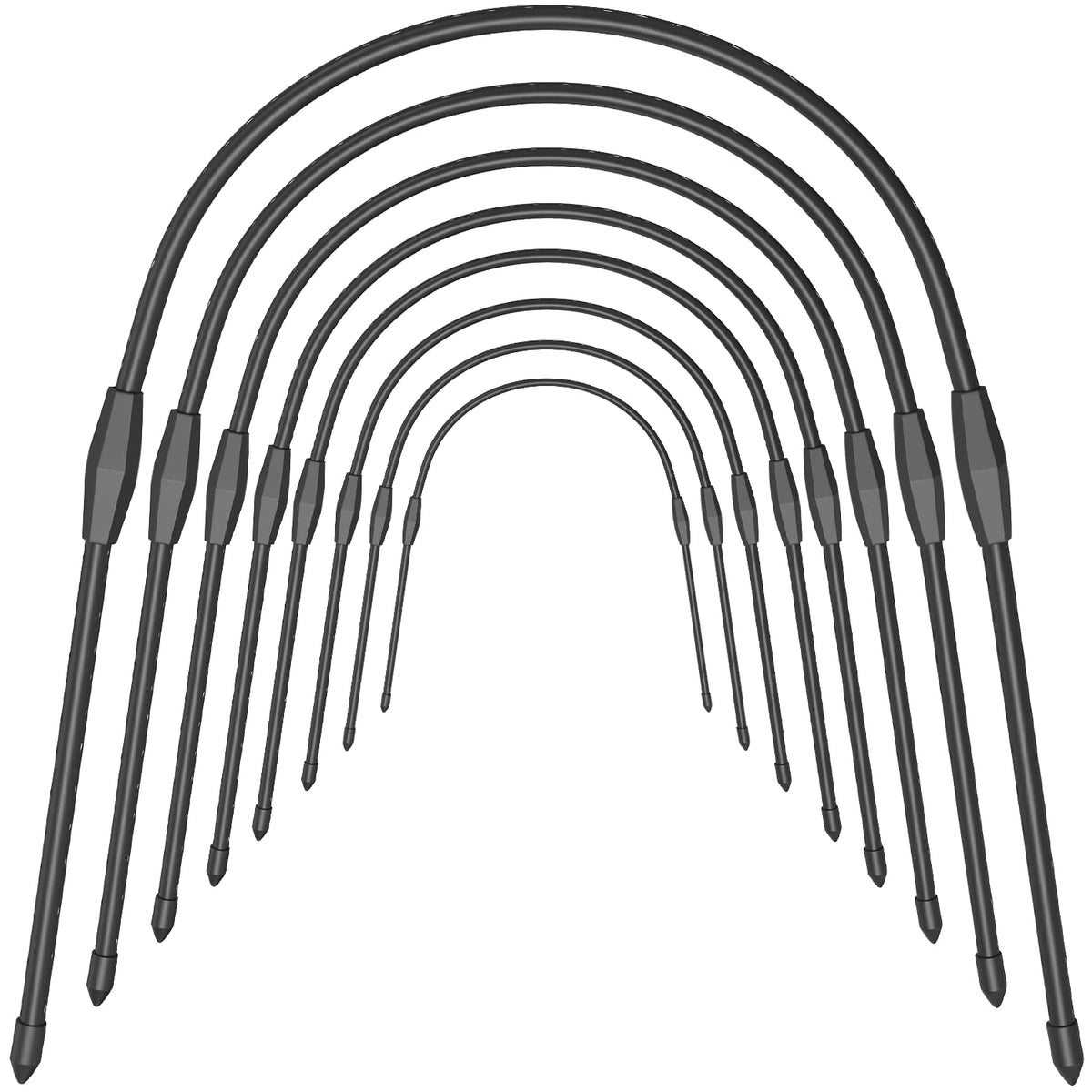 FOTMISHU 8pcs garden hoops arranged for a sturdy 19.6x19.6 cover.