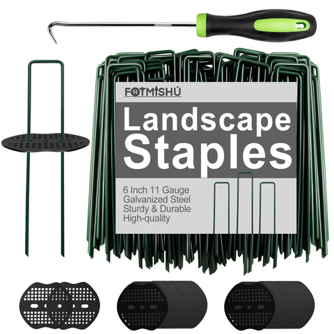FOTMISHU landscape stakes 6-inch arrangement shows quick, secure lawn anchoring in windy conditions.