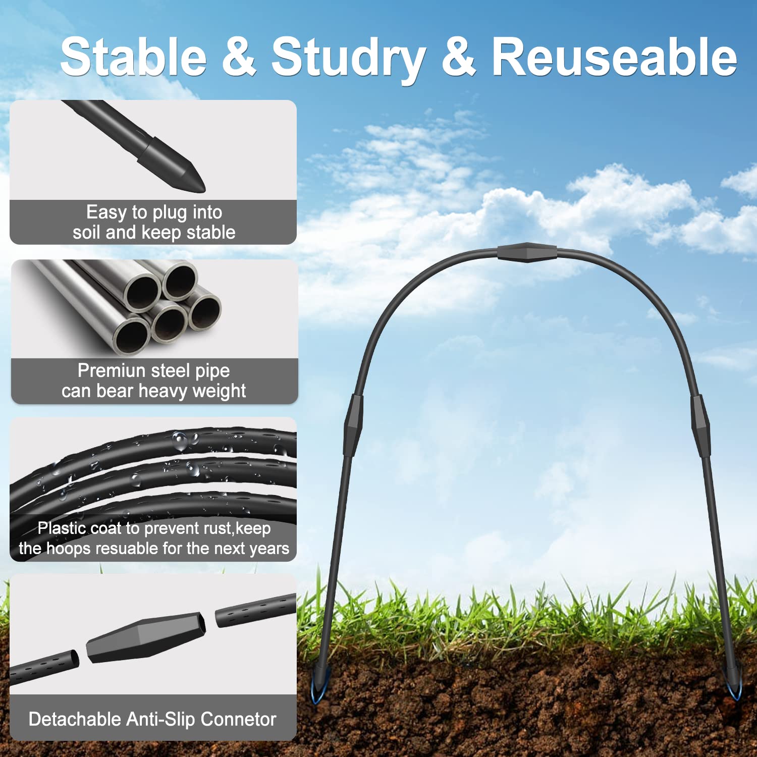 FOTMISHU row cover support hoops ideal for frost and pest protection
