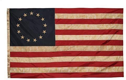 Founding Fathers Flags Betsy Ross embroidery close-up highlights premium stitching for outdoor display.