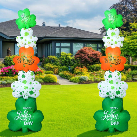 Fourluoo green shamrock decoration adds festive ambiance to patio or garden.