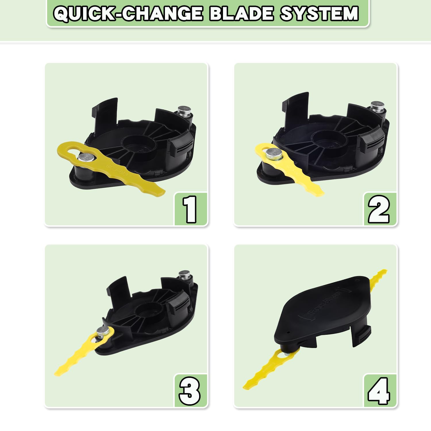 Easy, tool-free installation of the bladed trimmer head.