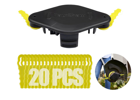 FourShow bladed trimmer head quickload in action for easy garden trimming