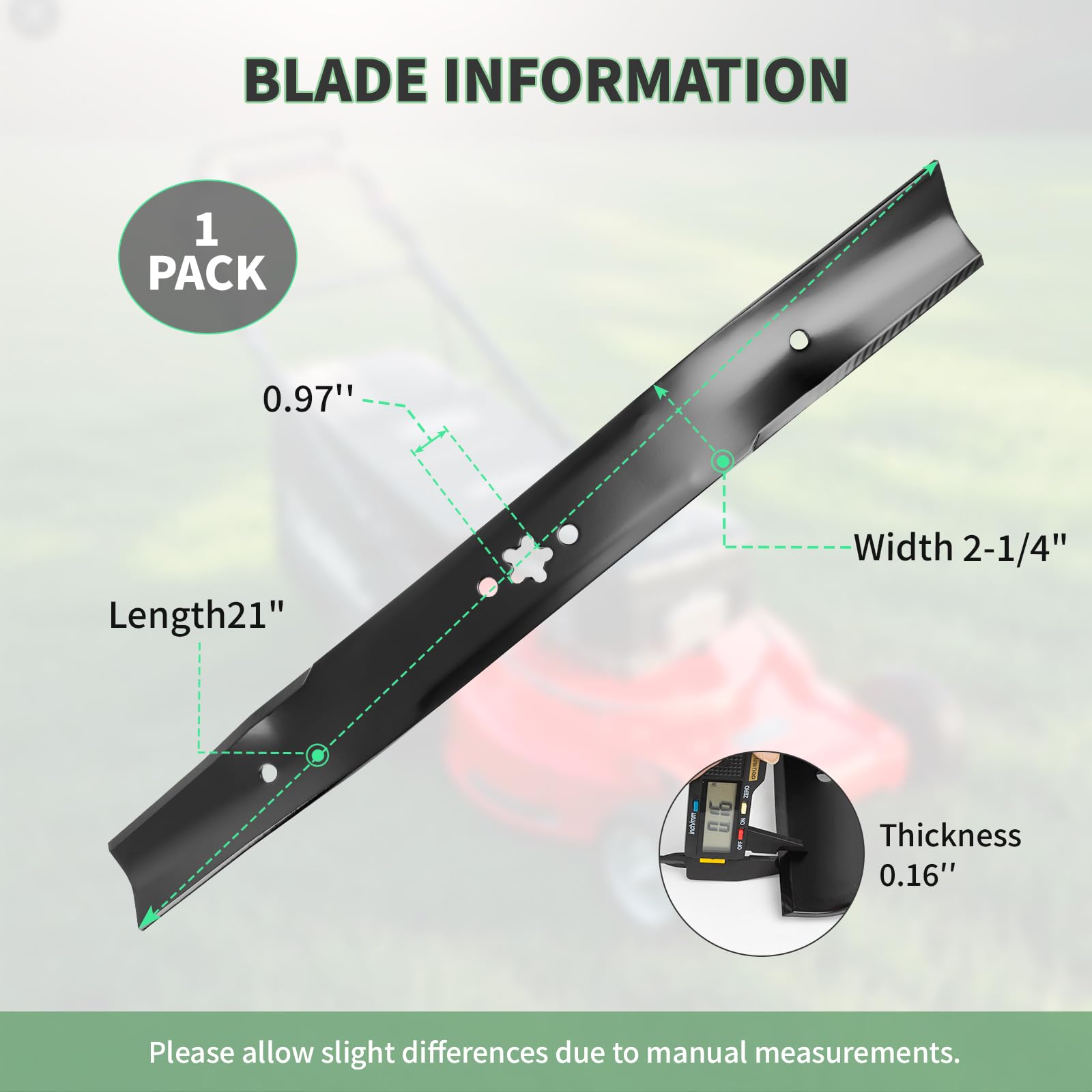 Fourtry 21-inch high-lift blade cutting-edge enhances lifting and clipping